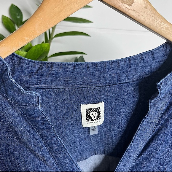 Anne Klein Women’s Zipper Denim Shift Dress Plus Size 1X - Picture 9 of 10